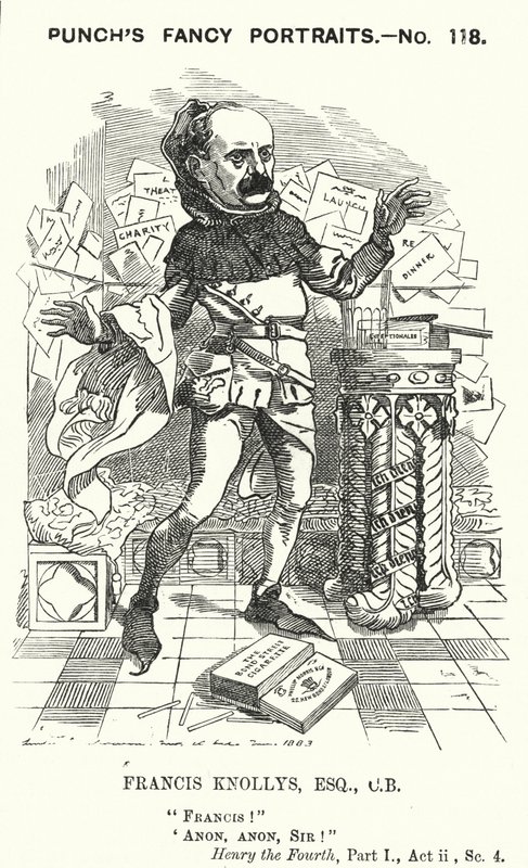 Punch cartoon: Francis Knollys, soukromý tajemník prince z Walesu (rytina) od Edward Linley (after) Sambourne