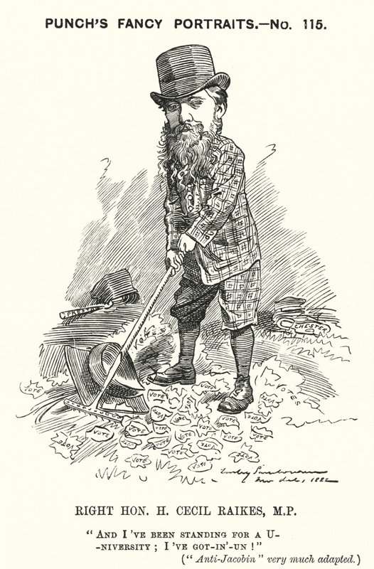 Punch cartoon: Henry Cecil Raikes, anglický konzervativní politik (rytina) od Edward Linley (after) Sambourne