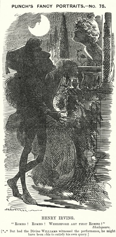Punch cartoon: Henry Irving, anglický herec (rytina) od Edward Linley (after) Sambourne