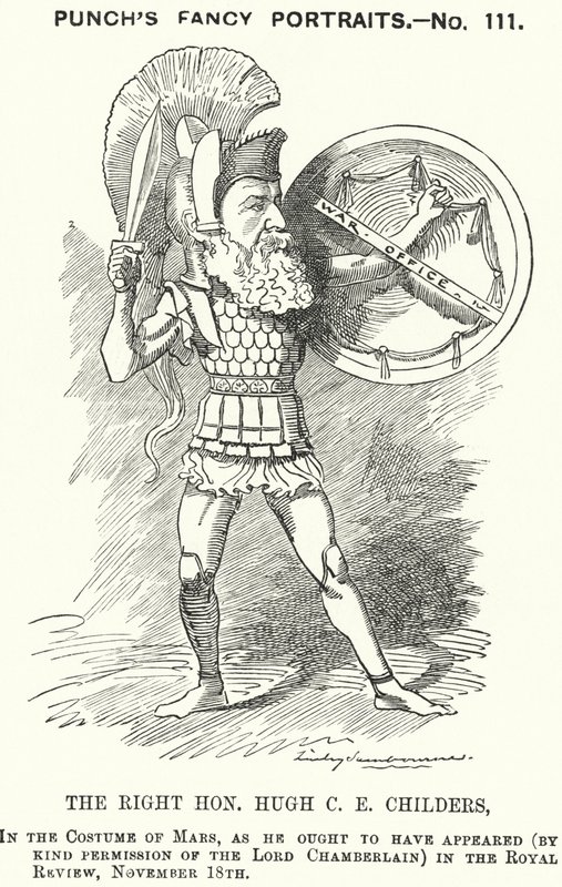 Punch cartoon: Hugh Childers, anglický liberální politik (rytina) od Edward Linley (after) Sambourne
