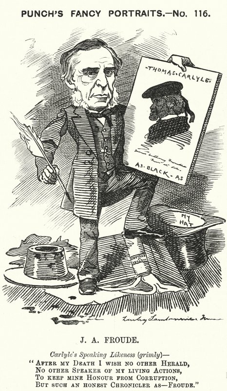 Punch cartoon: James Anthony Froude, anglický historik, romanopisec a autor životopisů (rytina) od Edward Linley (after) Sambourne