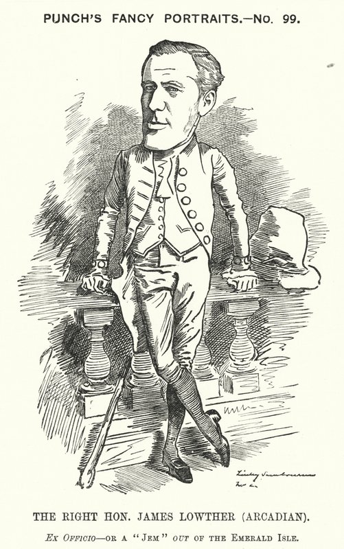 Punch cartoon: James Lowther, anglický konzervativní politik a sportovec (rytina) od Edward Linley (after) Sambourne