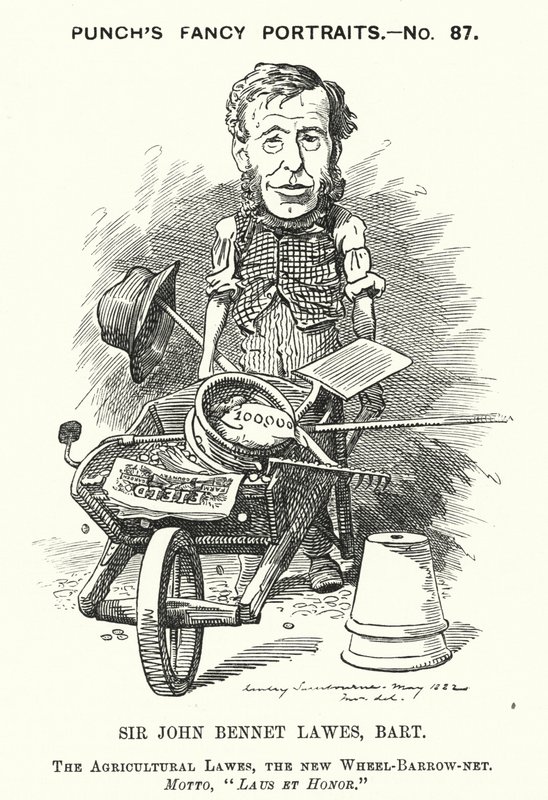 Punch cartoon: John Bennet Lawes, anglický podnikatel a zemědělský vědec (rytina) od Edward Linley (after) Sambourne