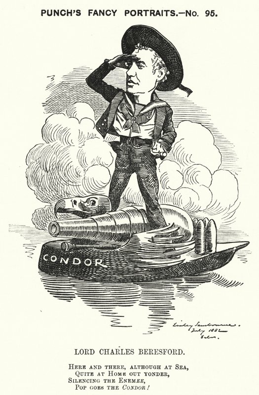 Punch cartoon: Lord Charles Beresford, anglo-irský admirál a konzervativní politik (rytina) od Edward Linley (after) Sambourne
