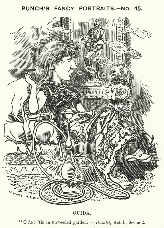 Punch cartoon: Ouida (Maria Louise Rame), anglický romanopisec (rytina) od Edward Linley (after) Sambourne