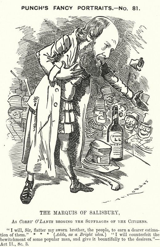 Punch cartoon: Robert Gascoyne-Cecil, 3. markýz ze Salisbury, anglický konzervativní politik (rytina) od Edward Linley (after) Sambourne