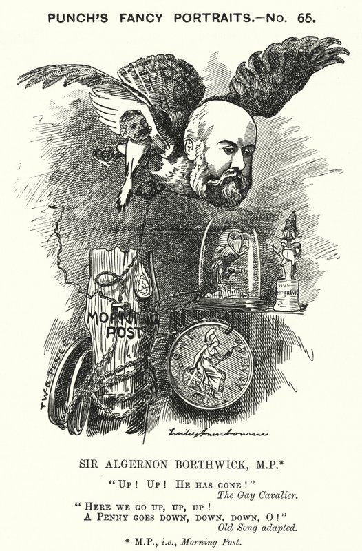 Punč karikatura: Sir Algernon Borthwick od Edward Linley (after) Sambourne
