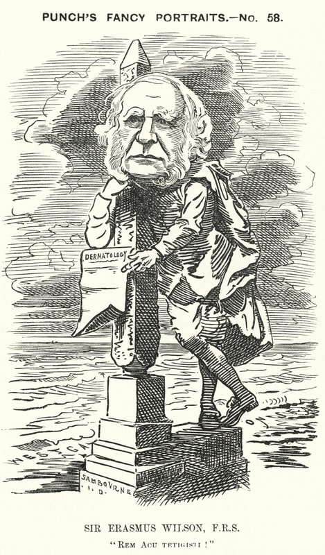 Punch cartoon: Sir Erasmus Wilson, anglický chirurg a dermatolog (rytina) od Edward Linley (after) Sambourne