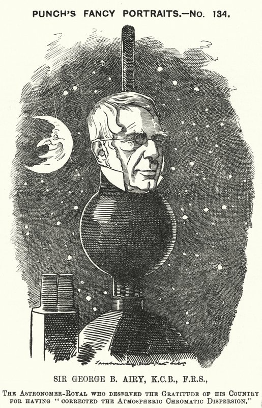 Punch cartoon: Sir George Biddell Airy, anglický astronom Royal (rytina) od Edward Linley (after) Sambourne