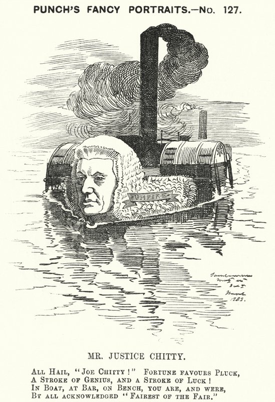 Punch cartoon: Sir Joseph William Chitty, anglický soudce, liberální politik a sportovec (rytina) od Edward Linley (after) Sambourne