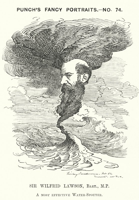 Punch cartoon: Sir Wilfrid Lawson, anglický radikální liberální politik a bojovník za střídmost (rytina) od Edward Linley (after) Sambourne