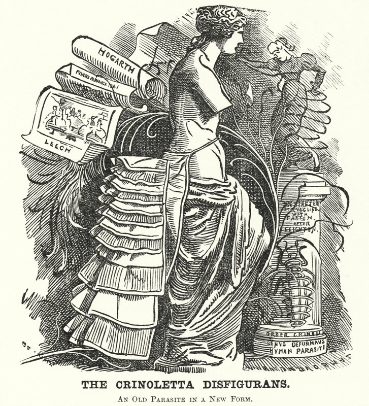 Punch cartoon: The Crinoletta Disfigurans (rytina) od Edward Linley (after) Sambourne