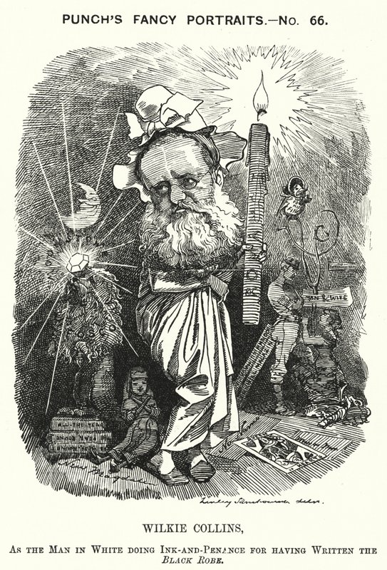 Punch cartoon: Wilkie Collins, anglický romanopisec, dramatik a povídkář (rytina) od Edward Linley (after) Sambourne