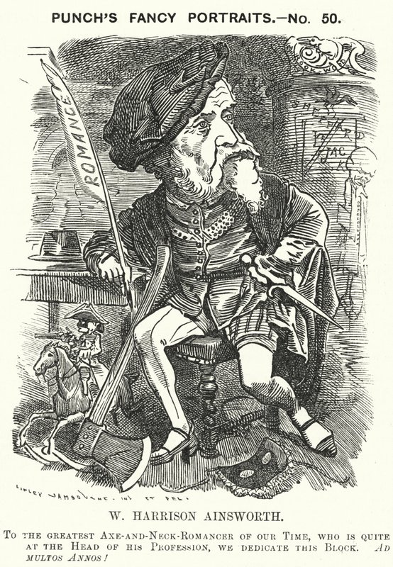 Punch cartoon: William Harrison Ainsworth, anglický historický romanopisec (rytina) od Edward Linley (after) Sambourne