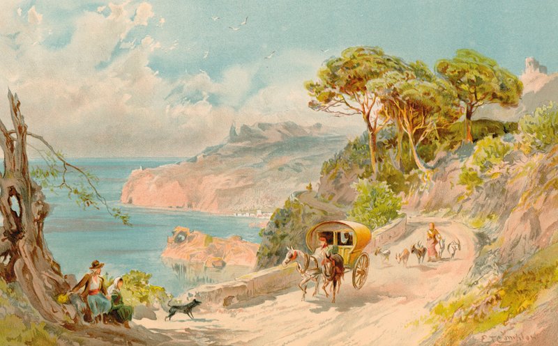 Coast Road poblíž Soller, Mallorca (barevné litho) od Edward Theodore Compton