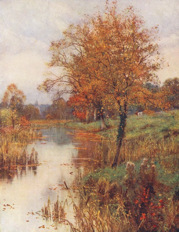 Mrtvé listí jemně a smutně padá klidným, sladkým vzduchem (barevná litografie) od Edward Wilkins Waite