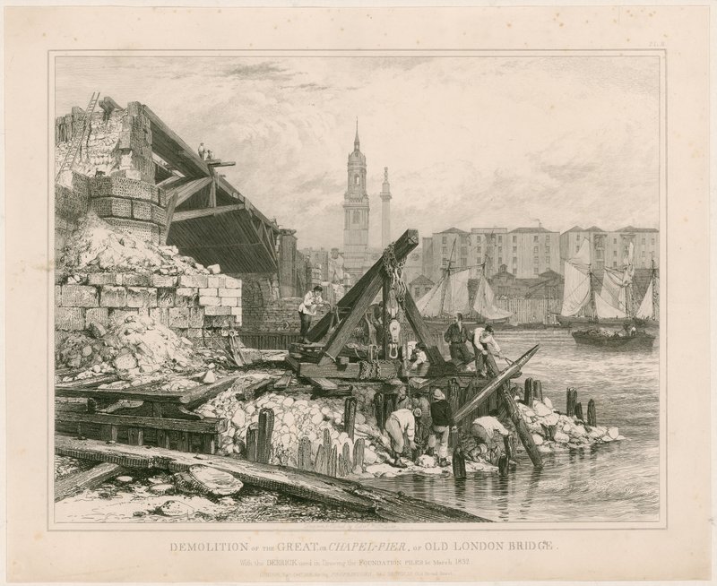 Demolice části Old London Bridge. března 1832 od Edward William Cooke