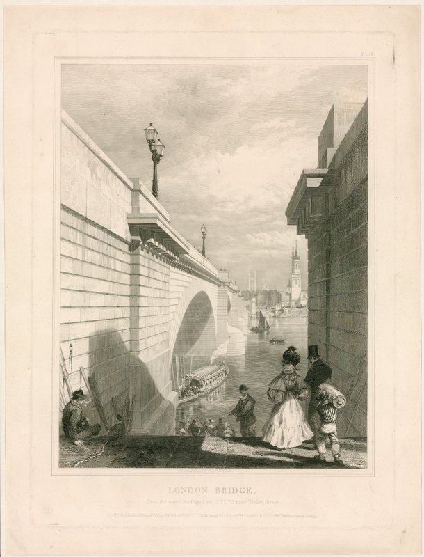 New London Bridge z horní podesty schodů poblíž Tooley Street od Edward William Cooke