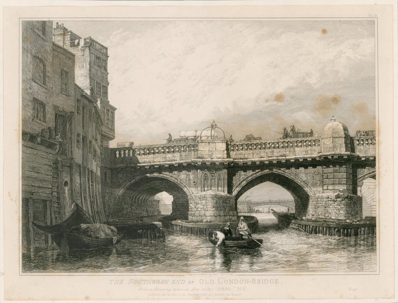 Southwark End of Old London Bridge od Edward William Cooke