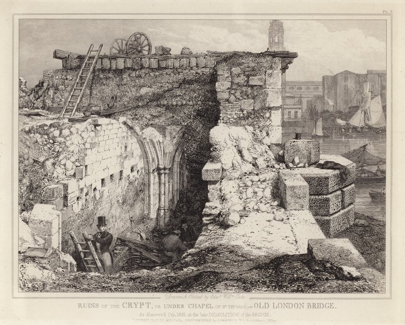 Zřícenina kaple svatého Tomáše na Old London Bridge od Edward William Godwin