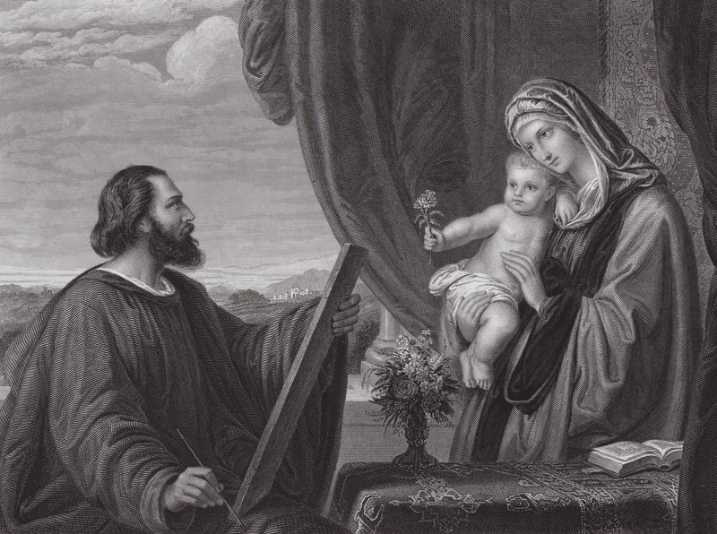 Svatý Lukáš a Panna Marie (rytina) od Edward von Steinle