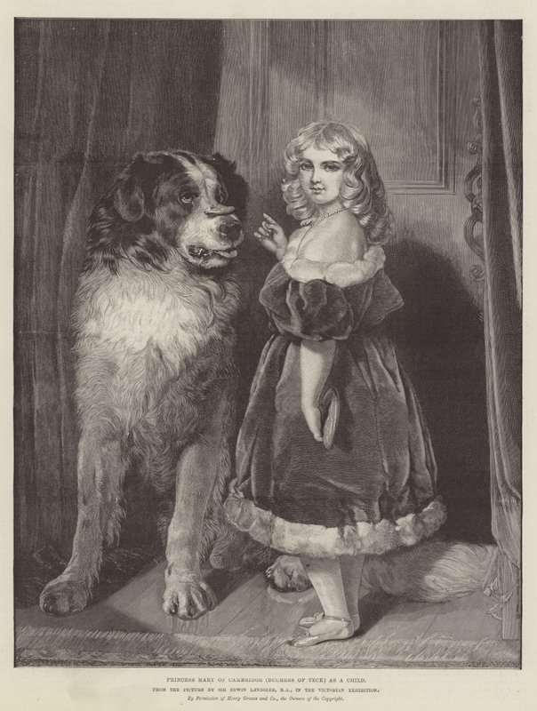 Princezna Mary z Cambridge (vévodkyně z Tecku) jako dítě na viktoriánské výstavě od Edwin Landseer