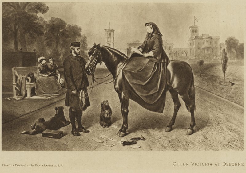 Královna Viktorie sedí na koni v Osborne od Edwin Landseer