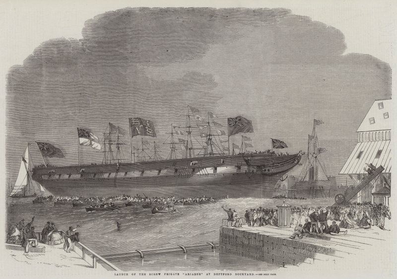 Start Screw Fregate Ariadne v Deptford Dockyard od Edwin Weedon