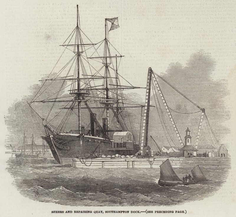 Sheers and Repairing Quay, Southampton Dock od Edwin Weedon