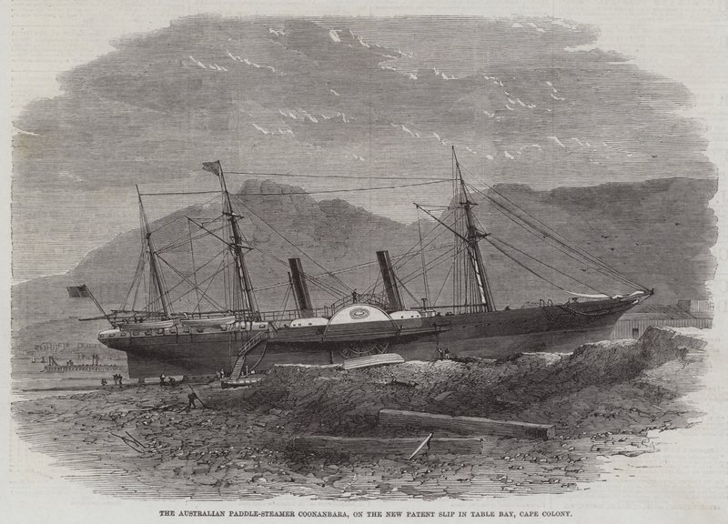 Australský kolesový parník Coonanbara, na novém patentovém lístku v Table Bay, Cape Colony od Edwin Weedon