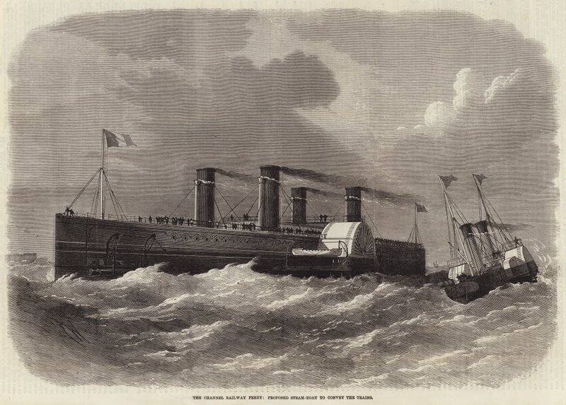 Channel Railway Ferry, navržený parní člun pro přepravu vlaků od Edwin Weedon
