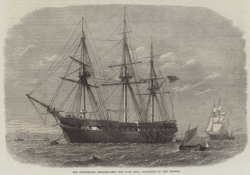 Chichester Training-Ship for Poor Boys, umístěný v Temži od Edwin Weedon