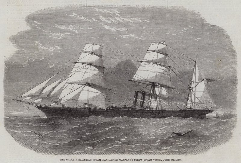 Šroubová parní nádoba společnosti China Mercantile Steam Navigation Company John Bright od Edwin Weedon