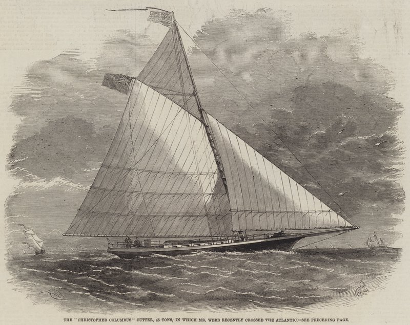 Cutter Christopher Columbus, 45 tun, ve kterém pan Webb nedávno překonal Atlantik od Edwin Weedon