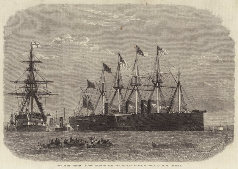 Loď Great Eastern opouští Sheerness s atlantickým telegrafním kabelem na palubě od Edwin Weedon