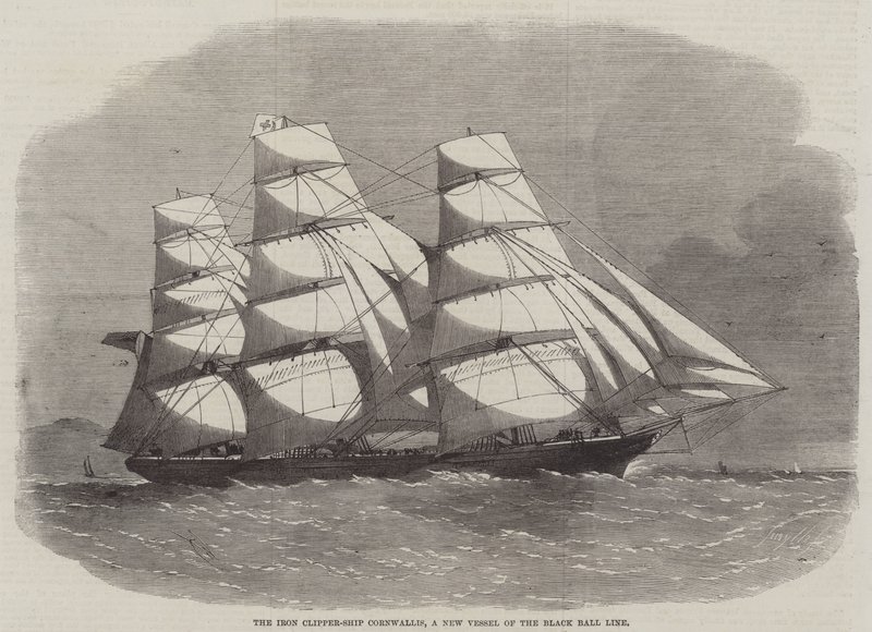 Iron Clipper-Ship Cornwallis, nové plavidlo Black Ball Line od Edwin Weedon