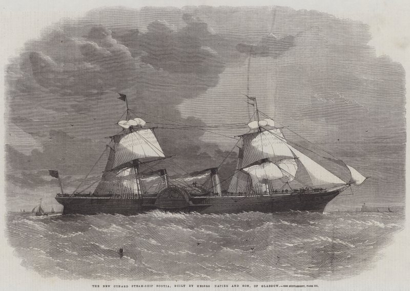 Nový parník Cunard Scotia, postavený pány Napierem a synem z Glasgow od Edwin Weedon