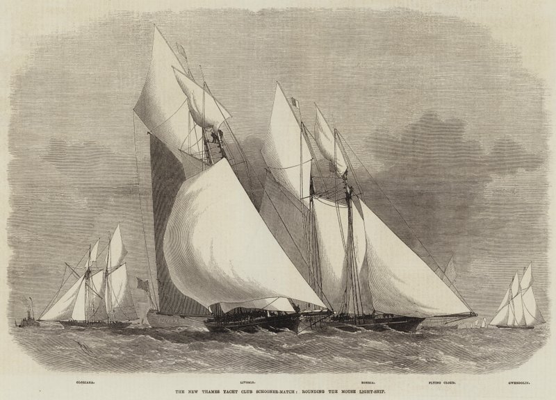 New Thames Yacht Club Schooner-Match, objíždění Mouse Light-Ship od Edwin Weedon