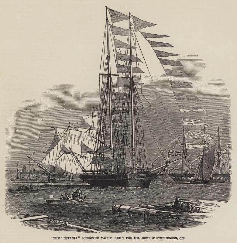 Titania Schooner Yacht, postavená pro pana Roberta Stephensona, CE od Edwin Weedon