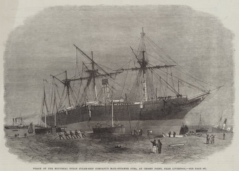 Vrak poštovního parníku Jura společnosti Montreal Ocean Steam-Ship Company v Crosby Point u Liverpoolu od Edwin Weedon