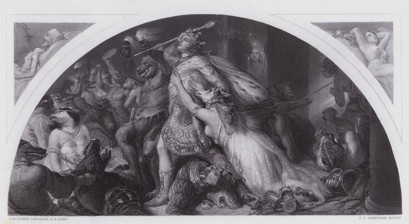 Rout of Comus a jeho kapela (rytina) od Edwin (after) Landseer