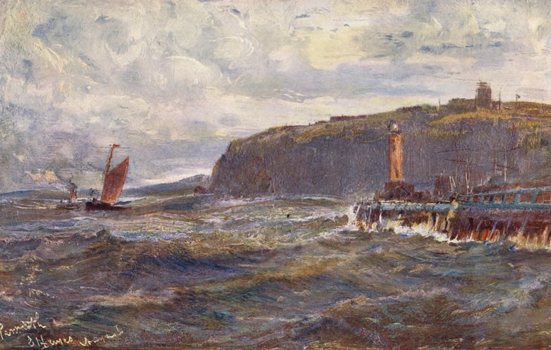 Penarth, vjezd do přístavu Cardiff (barevná litografie) od Edwin Hayes