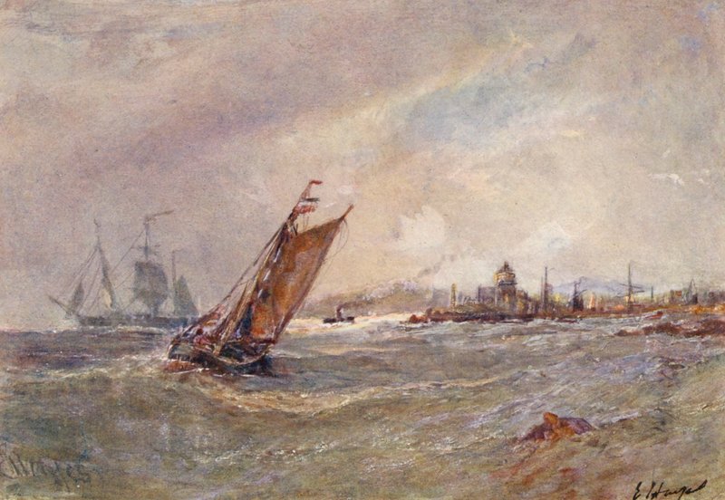 St Peter Port, Guernsey (barevná litografie) od Edwin Hayes