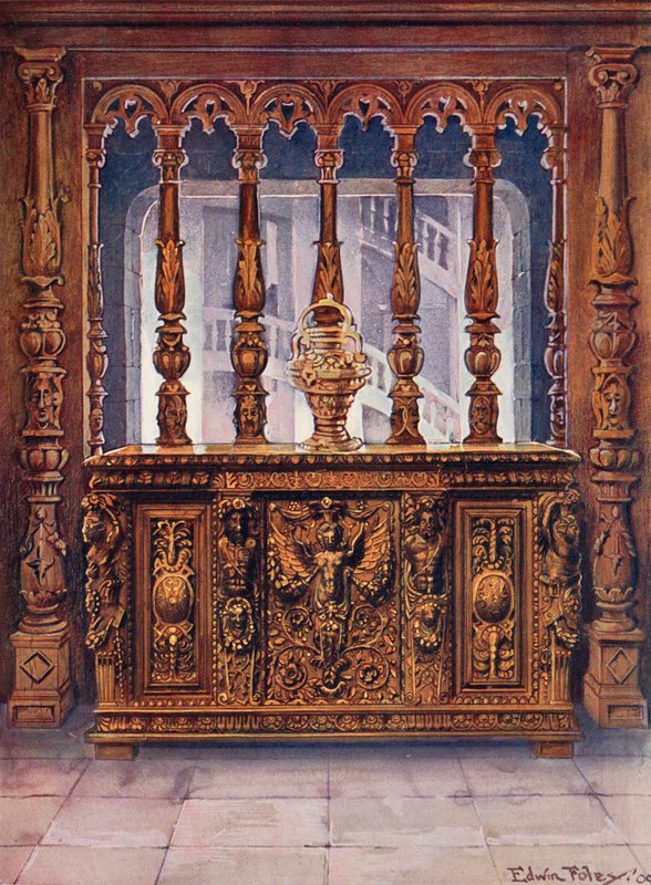 Henri Deux Carved Bahut. Dubové plátno ze stejného francouzského období od Edwin John Foley