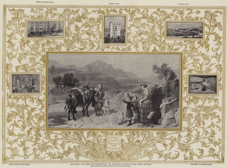 Její Veličenstvo královna, princezna Royal a princ z Walesu u jezera Loch Laggan ve Skotsku od Edwin Landseer