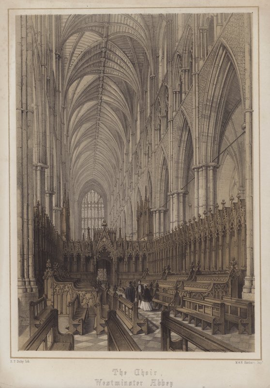 Sbor, Westminster Abbey, Londýn (barevné lito) od Edwin Thomas Dolby