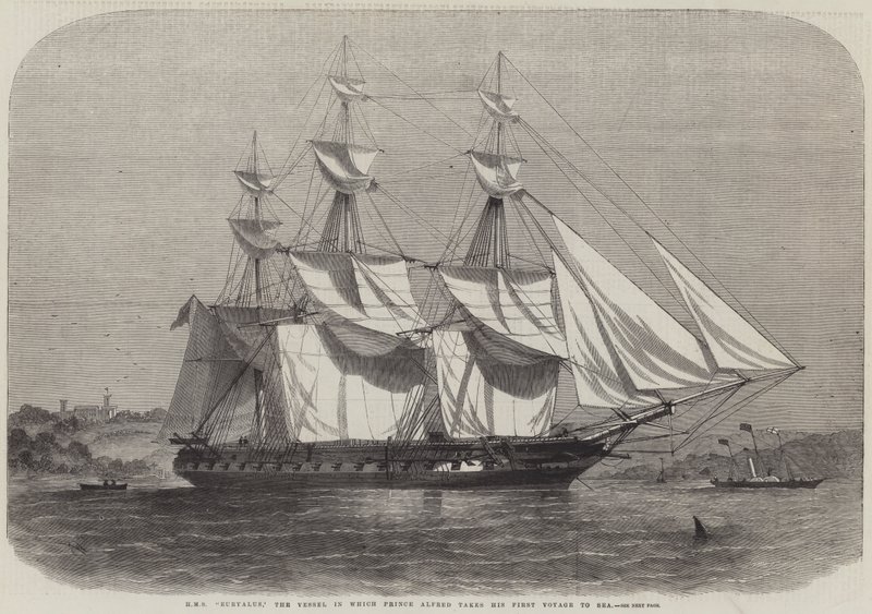 HMS Euryalus, plavidlo, ve kterém princ Alfred podniká svou první plavbu na moře od Edwin Weedon