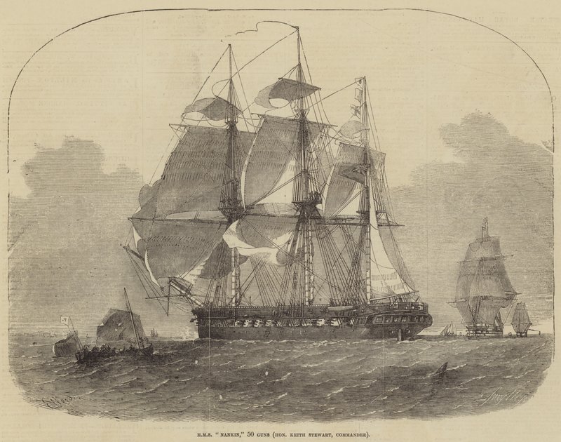 HMS Nankin, 50 zbraní, ctihodný Keith Stewart, velitel od Edwin Weedon