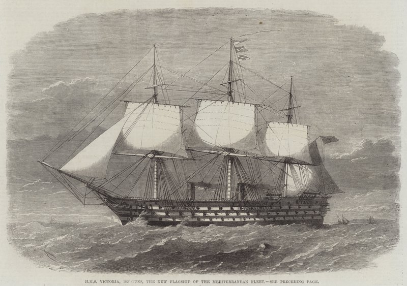 HMS Victoria, 102 Guns, nová vlajková loď Středomořské flotily od Edwin Weedon