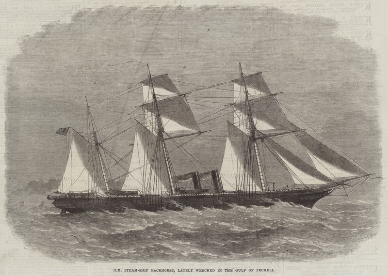 HM Steam-Ship Racehorse, nedávno ztroskotal v zálivu Pecheli od Edwin Weedon